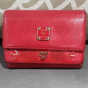 MCM Scarlet Red Leather Wallet
